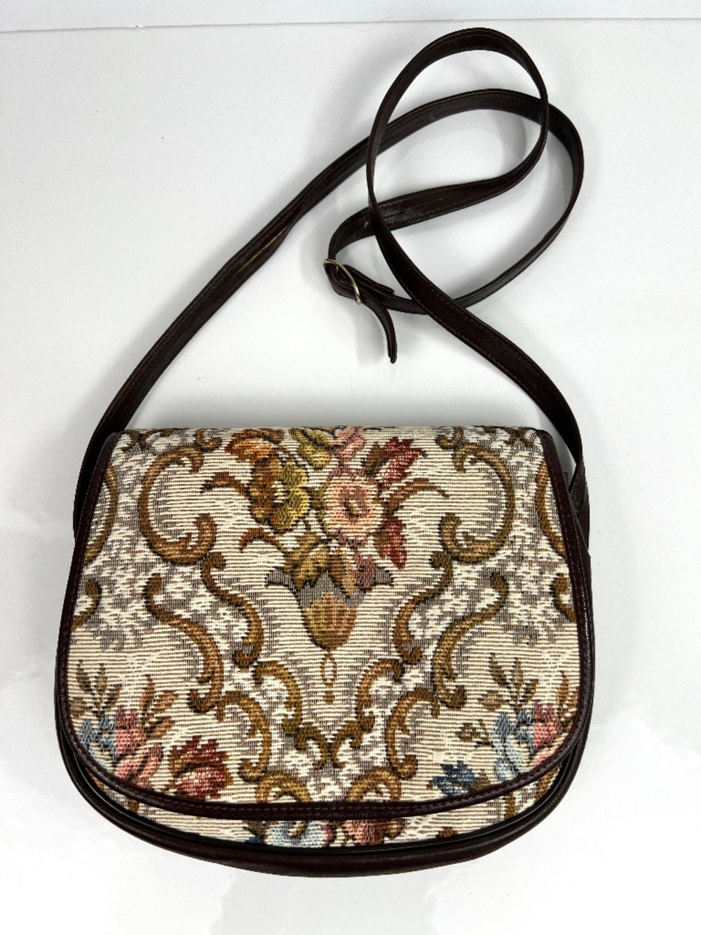 Vintage Made In England Tapestry Woven Small Cross Body Bag Multicolour Floral